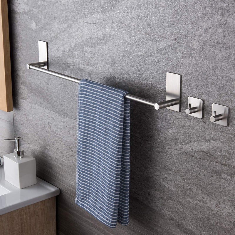 Taozun 16-Inch Towel Bar - Self Adhesive Bathroom Towel Holder with 2 Packs Towel Hooks, Stainless Steel Bathroom Hardware Accessory Kit, No Drilling - Image 3
